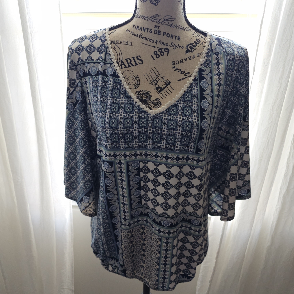 New Directions Boho Patchwork Top – Women’s XL